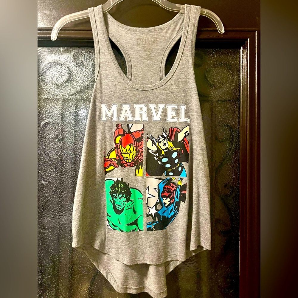 Marvel Comics Super Hero Women’s Tank Top TShirt Racerback Top Hulk Iron Man Med